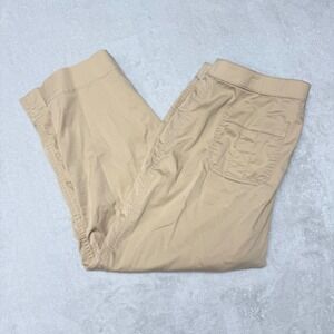Zenergy by Chico's Women Tan Khaki Cropped Straight Leg Zipper Pocket Pants Sz 2